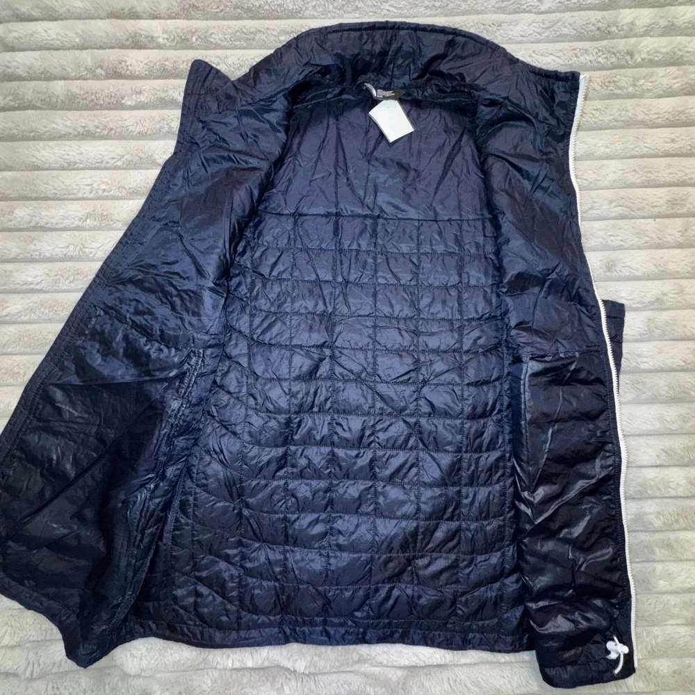 The North Face Thermoball Vest Men's Medium Blue Quilted‎ Jacket White Full Zip